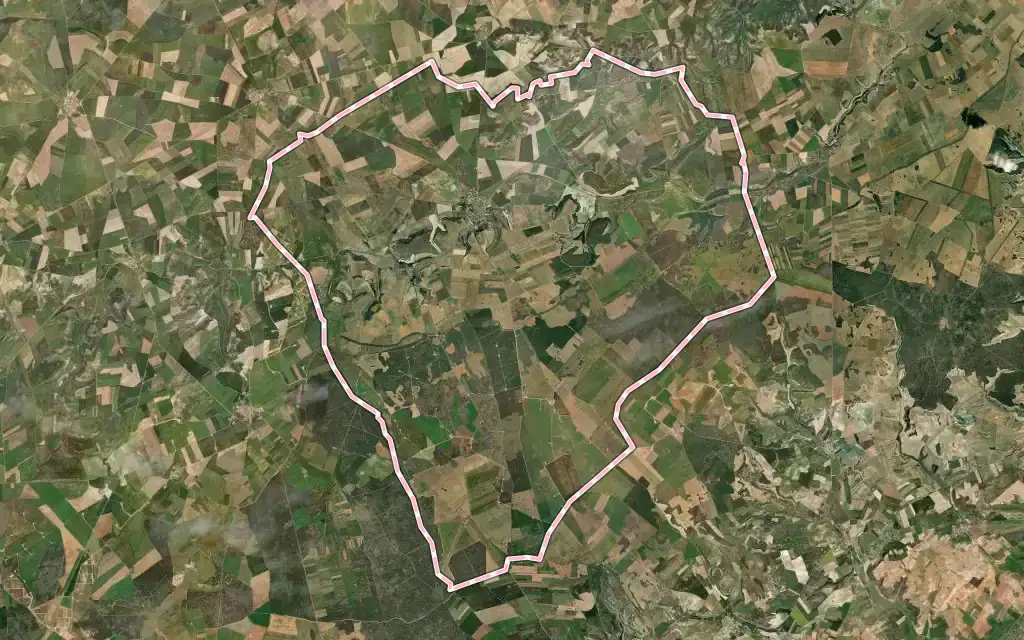 Vista satélite de Ampudia con su contorno administrativo