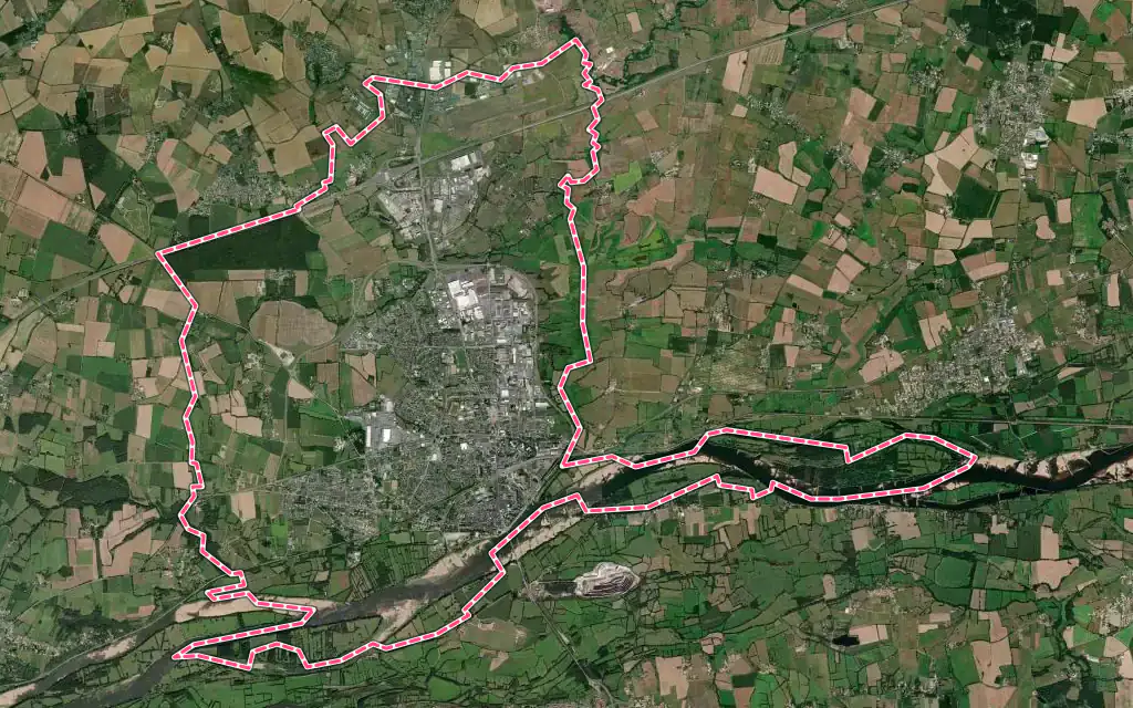 Vue satellite de Ancenis-Saint-Géréon avec ses contours administratifs