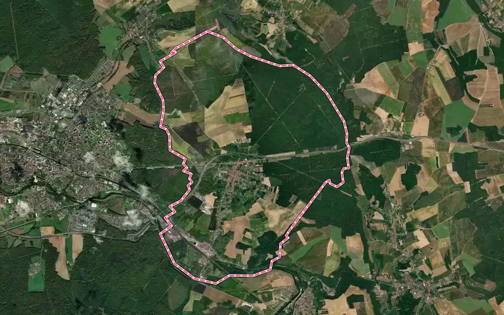 Vue satellite de Ancerville avec ses contours administratifs