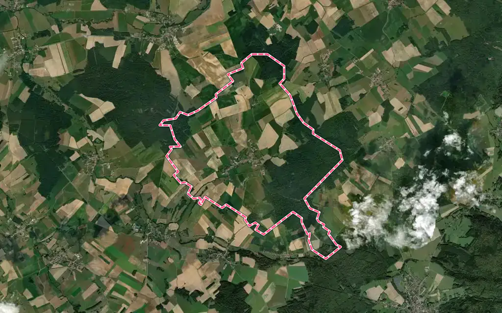 Vue satellite de Ancerviller avec ses contours administratifs