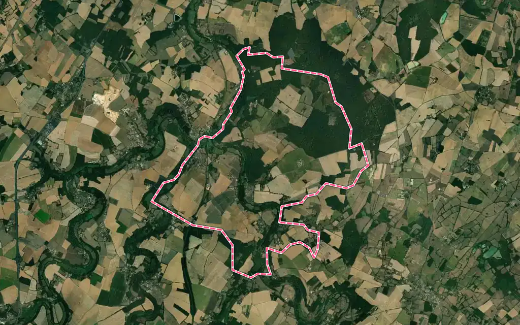 Vue satellite de Anché avec ses contours administratifs