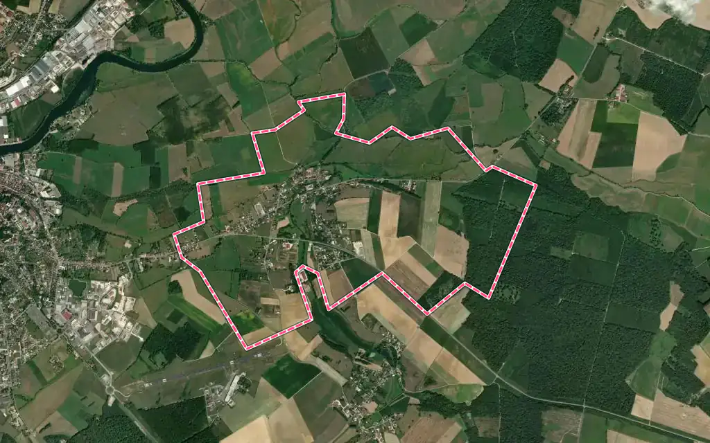 Vue satellite de Ancier avec ses contours administratifs