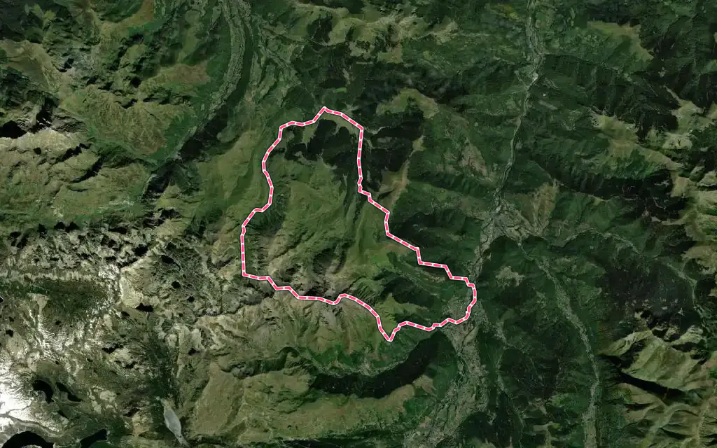 Vue satellite de Ancizan avec ses contours administratifs