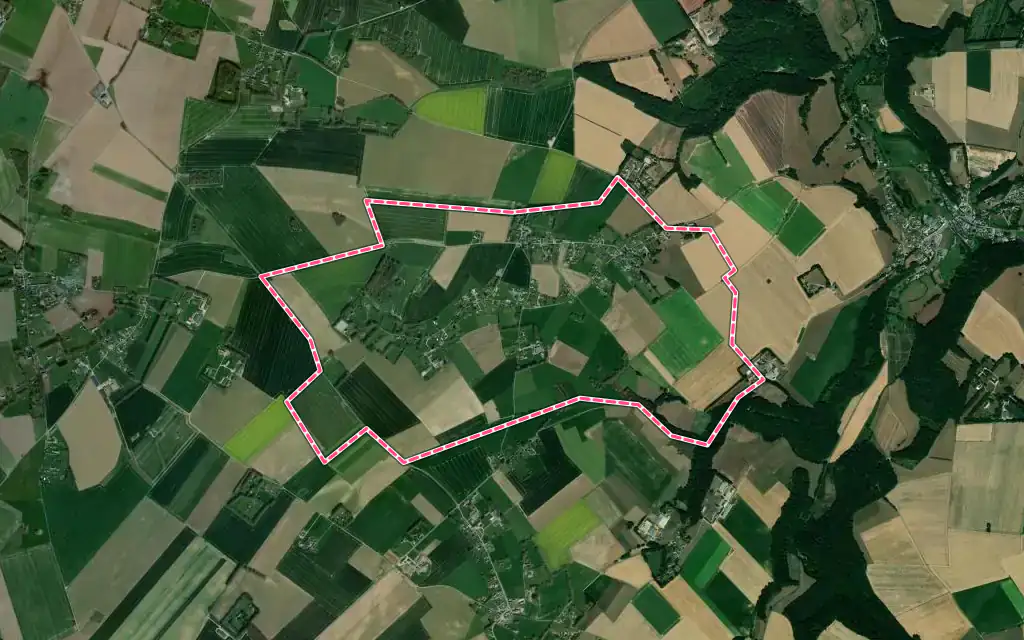 Vue satellite de Ancourteville-sur-Héricourt avec ses contours administratifs