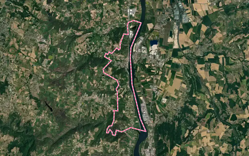 Vue satellite de Andance avec ses contours administratifs