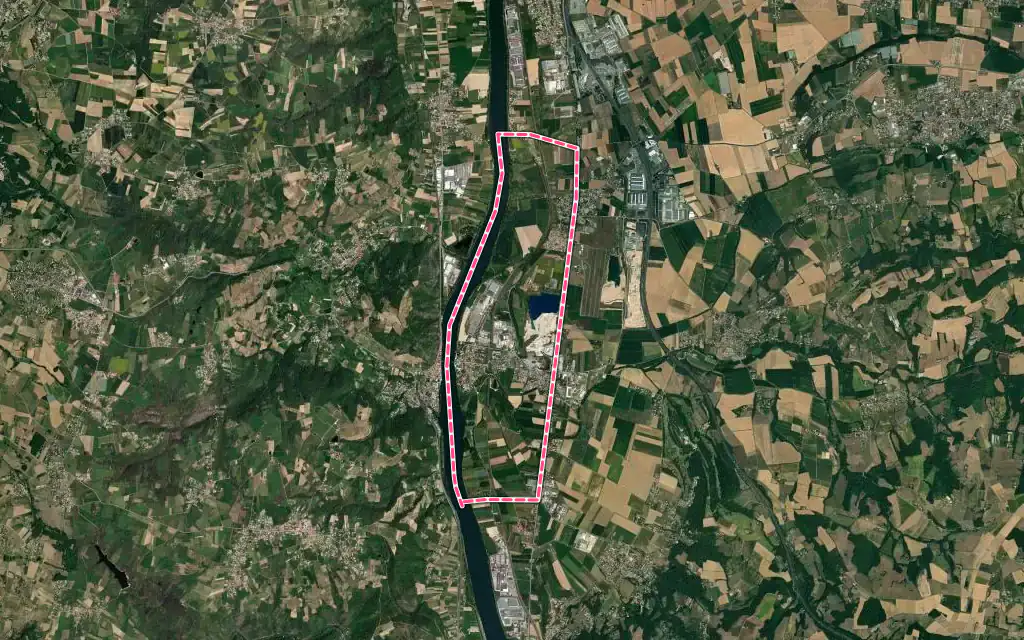 Vue satellite de Andancette avec ses contours administratifs