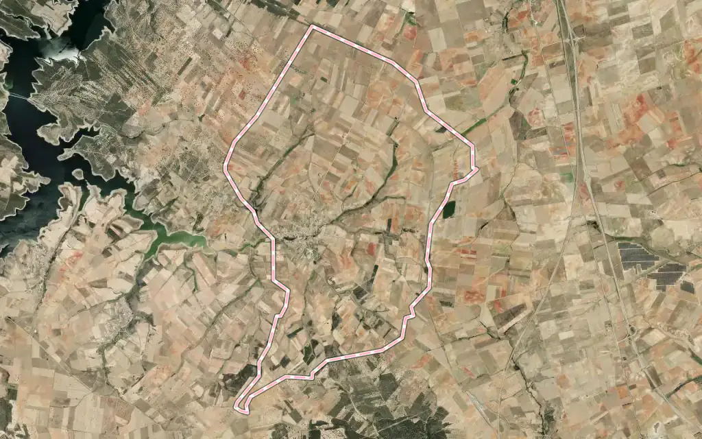 Vista satélite de Andavías con su contorno administrativo