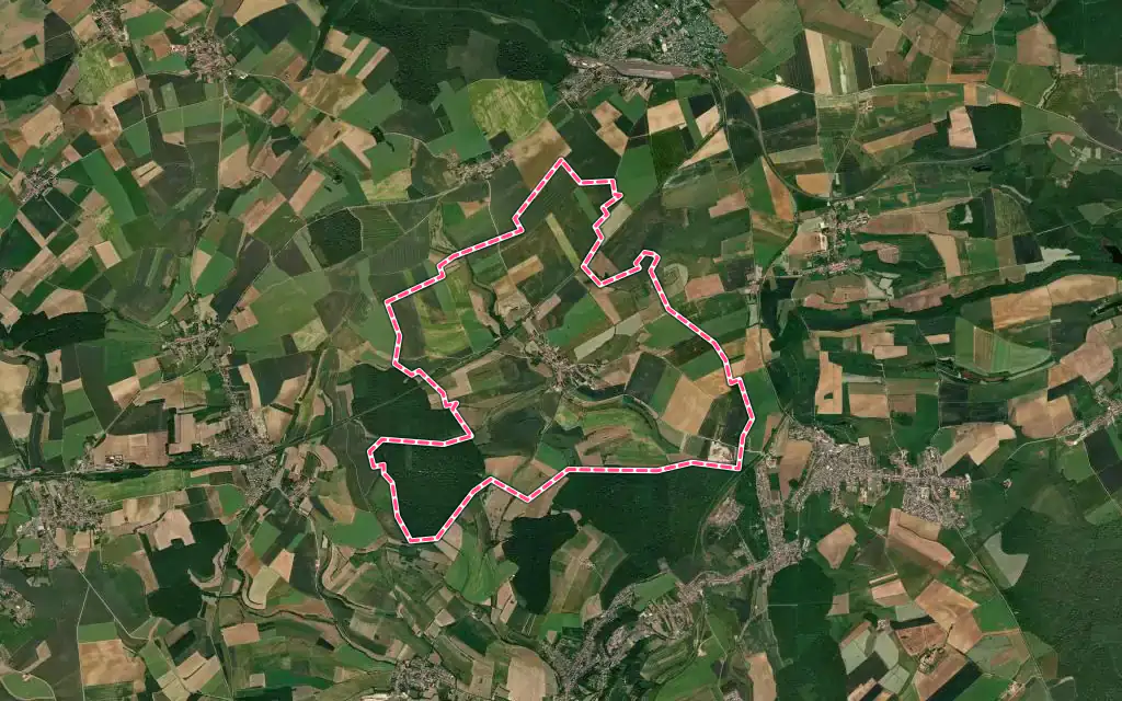 Vue satellite de Anderny avec ses contours administratifs