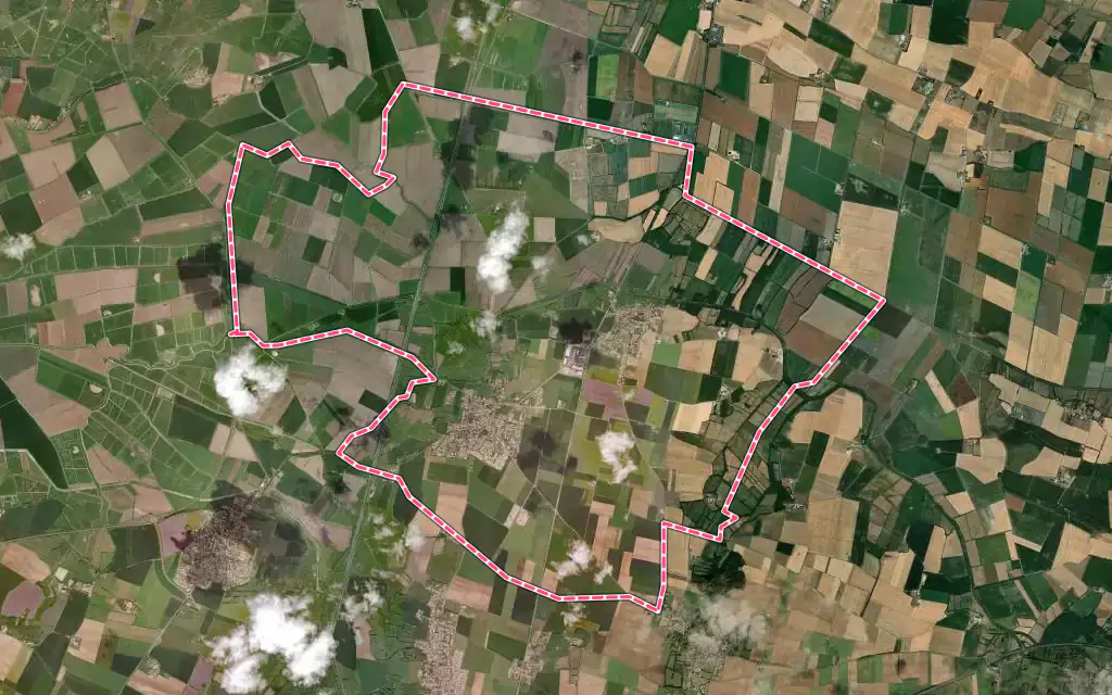 Vue satellite de Andilly avec ses contours administratifs