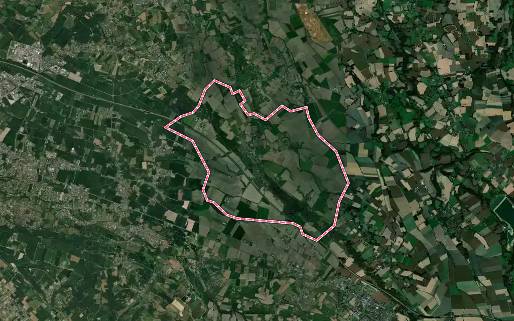 Vue satellite de Andoins avec ses contours administratifs