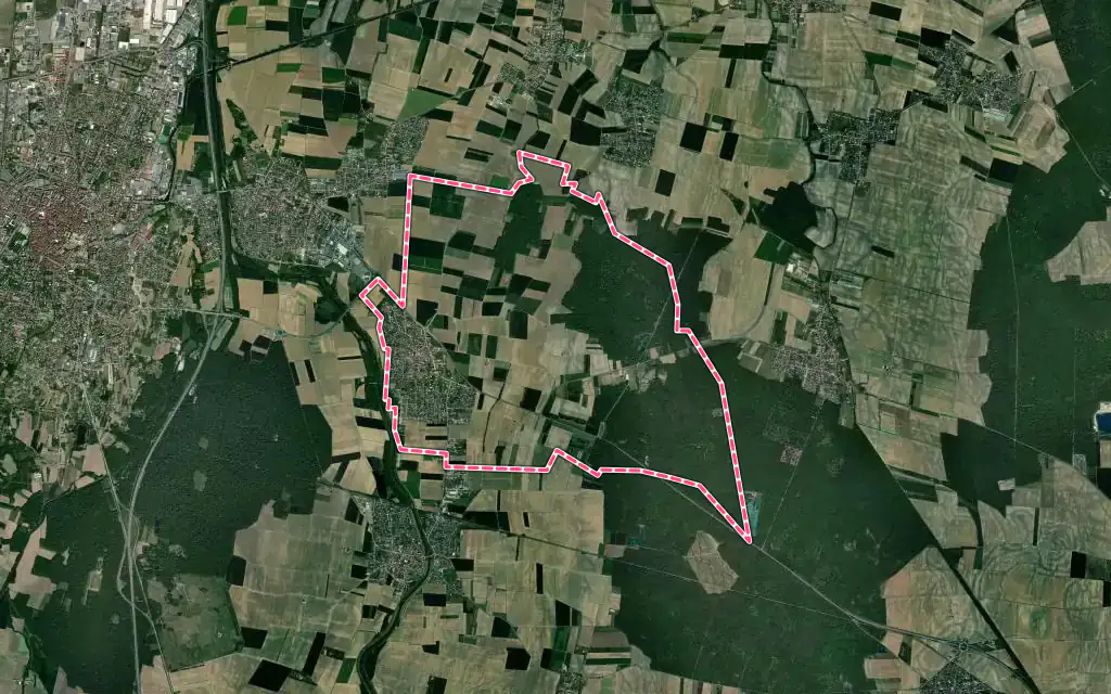 Vue satellite de Andolsheim avec ses contours administratifs