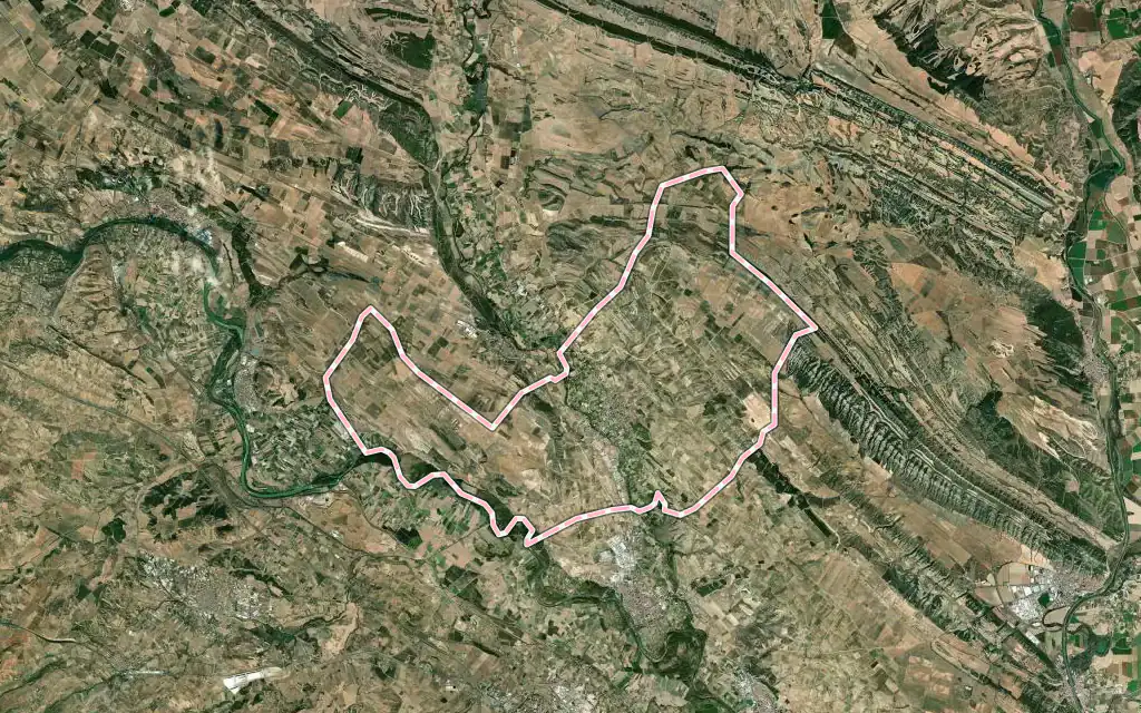Vista satélite de Andosilla con su contorno administrativo