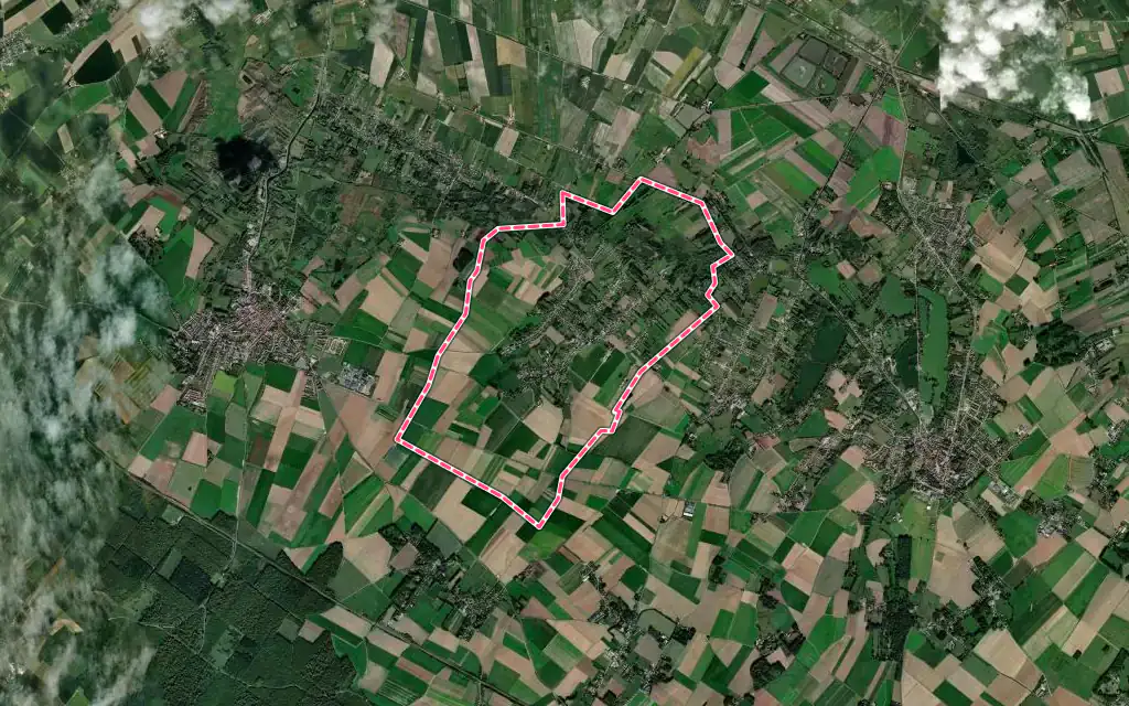 Vue satellite de Andres avec ses contours administratifs