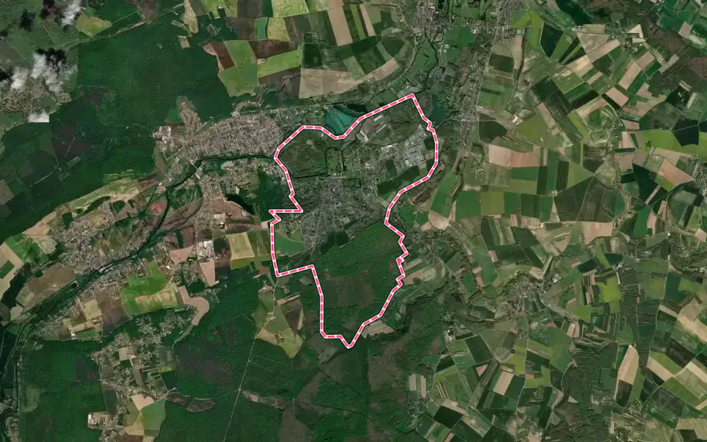 Vue satellite de Anet avec ses contours administratifs