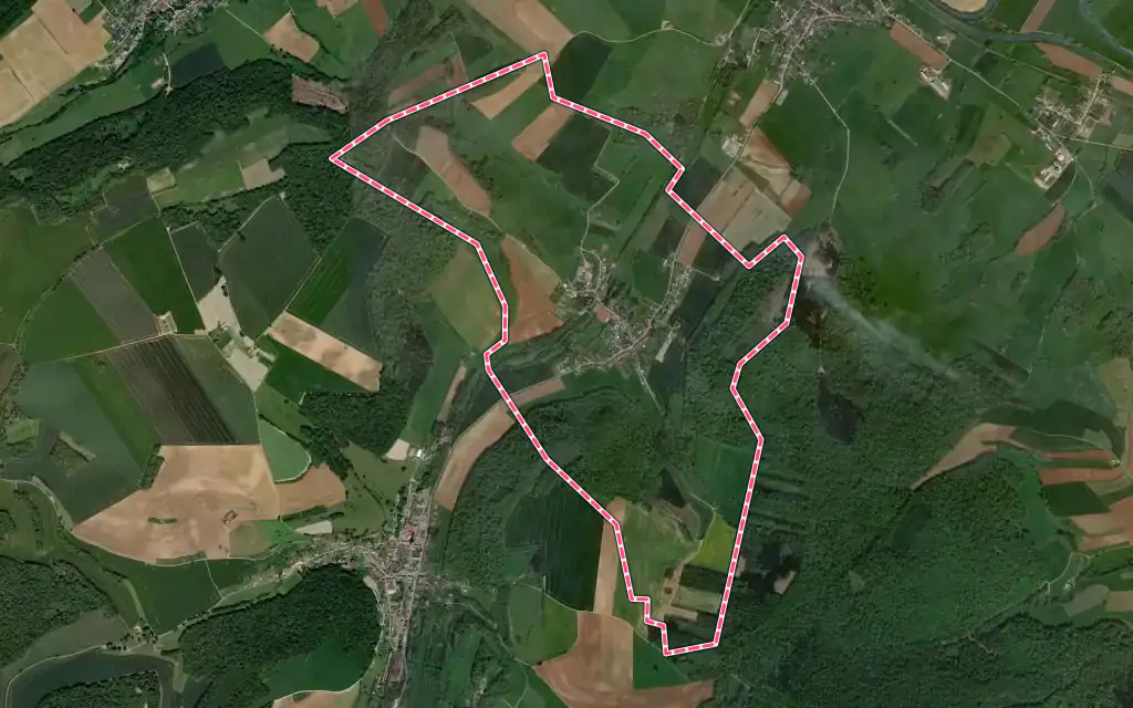 Vue satellite de Angecourt avec ses contours administratifs