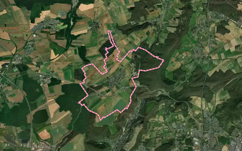 Vue satellite de Angevillers avec ses contours administratifs