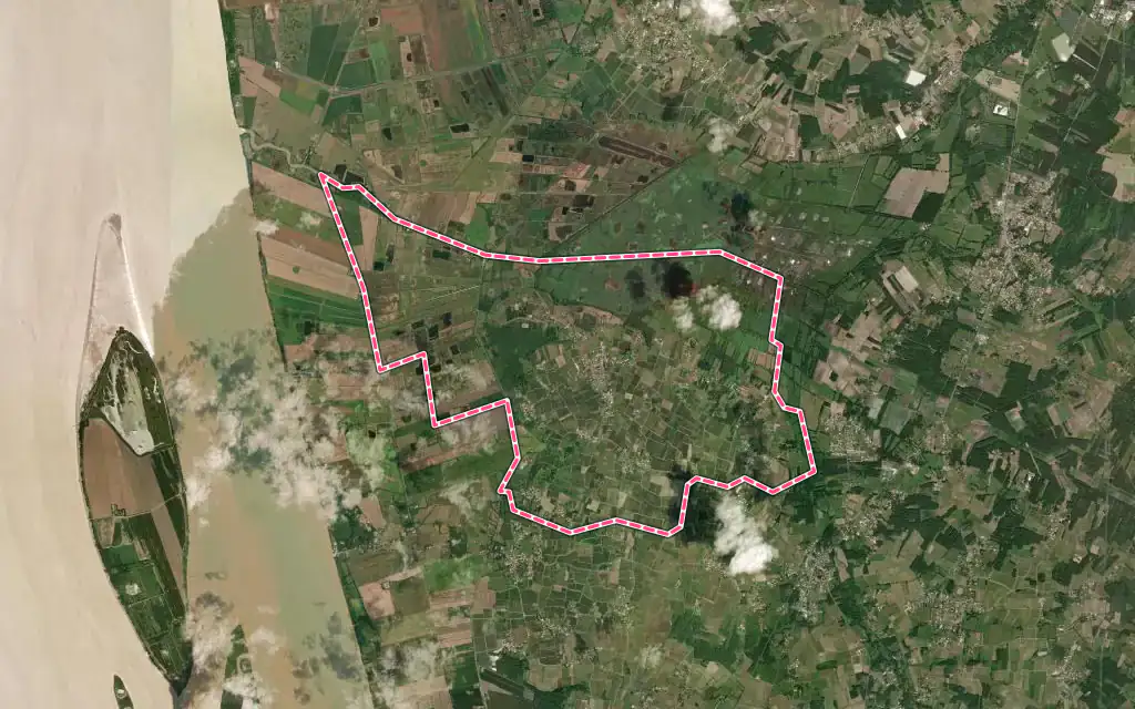 Vue satellite de Anglade avec ses contours administratifs