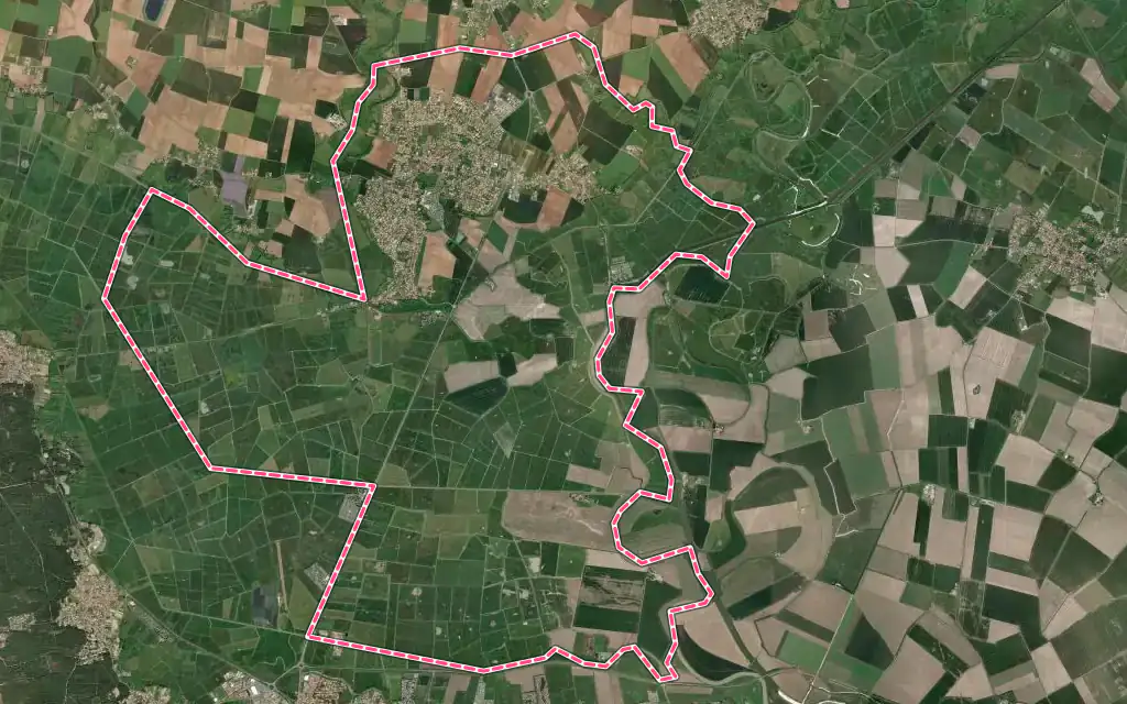 Vue satellite de Angles avec ses contours administratifs