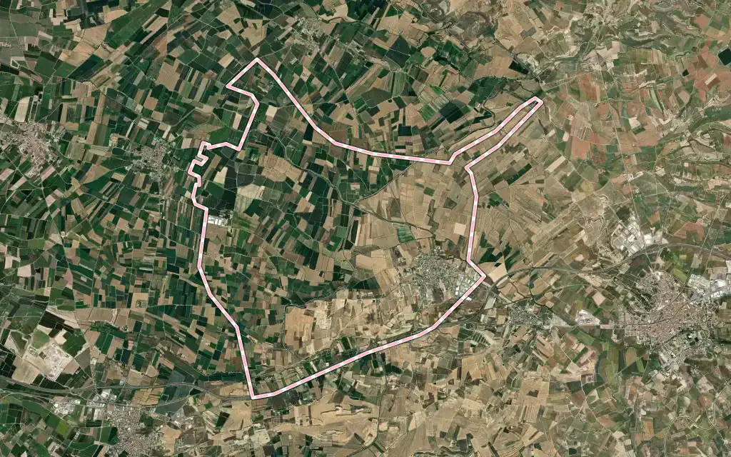 Vista satélite de Anglesola con su contorno administrativo