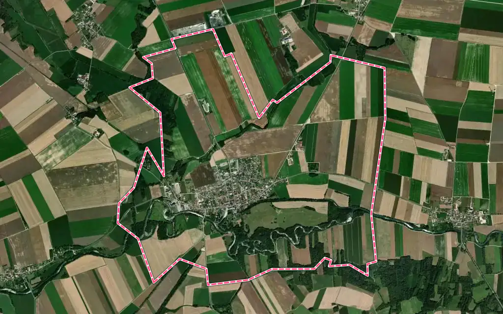 Vue satellite de Anglure avec ses contours administratifs