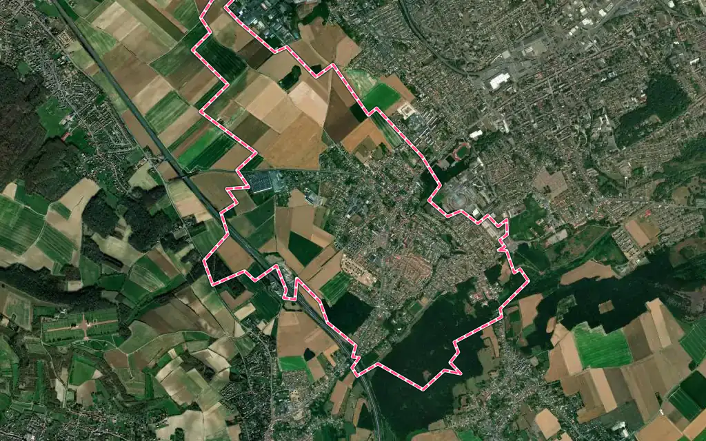 Vue satellite de Angres avec ses contours administratifs