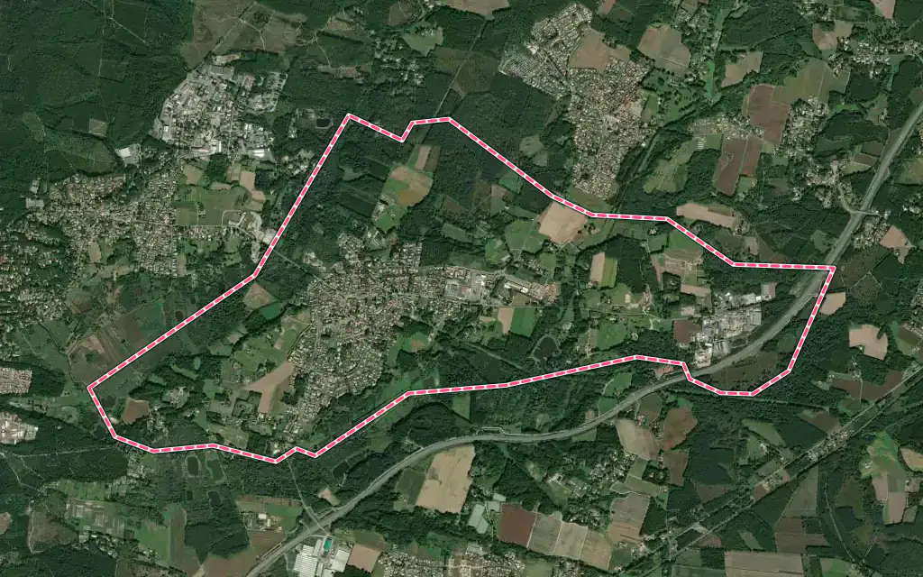 Vue satellite de Angresse avec ses contours administratifs