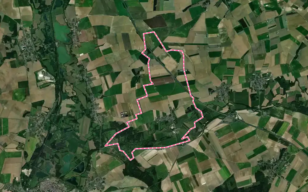 Vue satellite de Anguilcourt-le-Sart avec ses contours administratifs