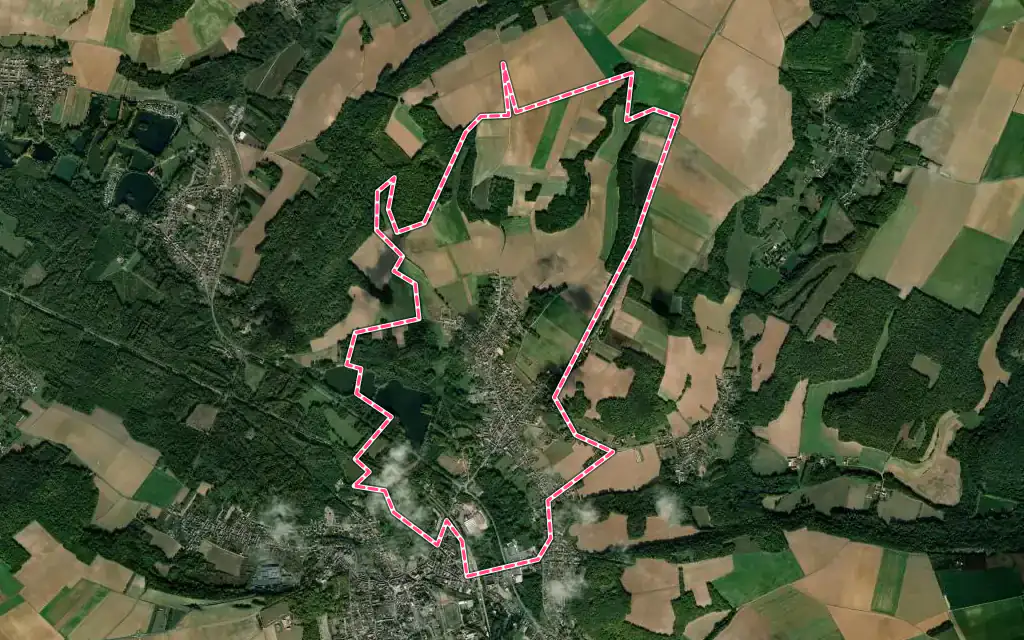 Vue satellite de Angy avec ses contours administratifs