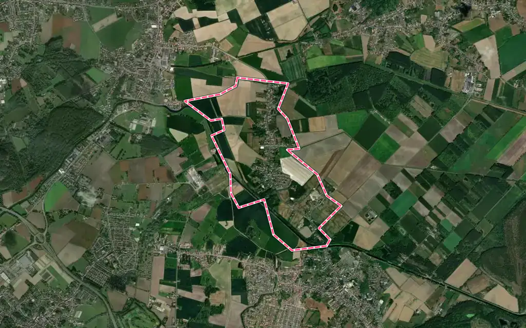 Vue satellite de Anhiers avec ses contours administratifs