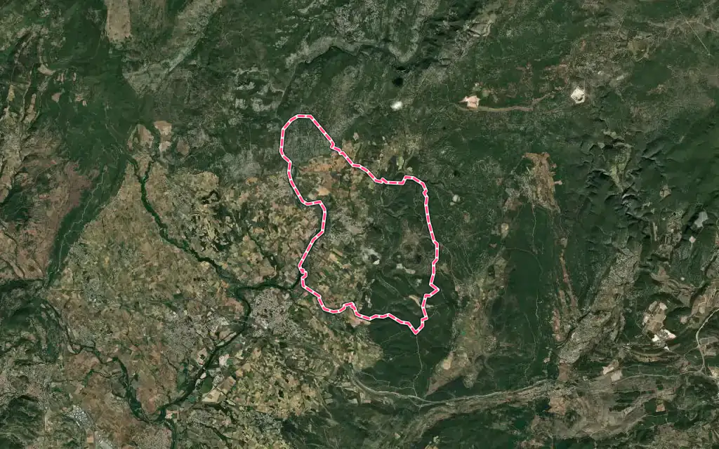 Vue satellite de Aniane avec ses contours administratifs