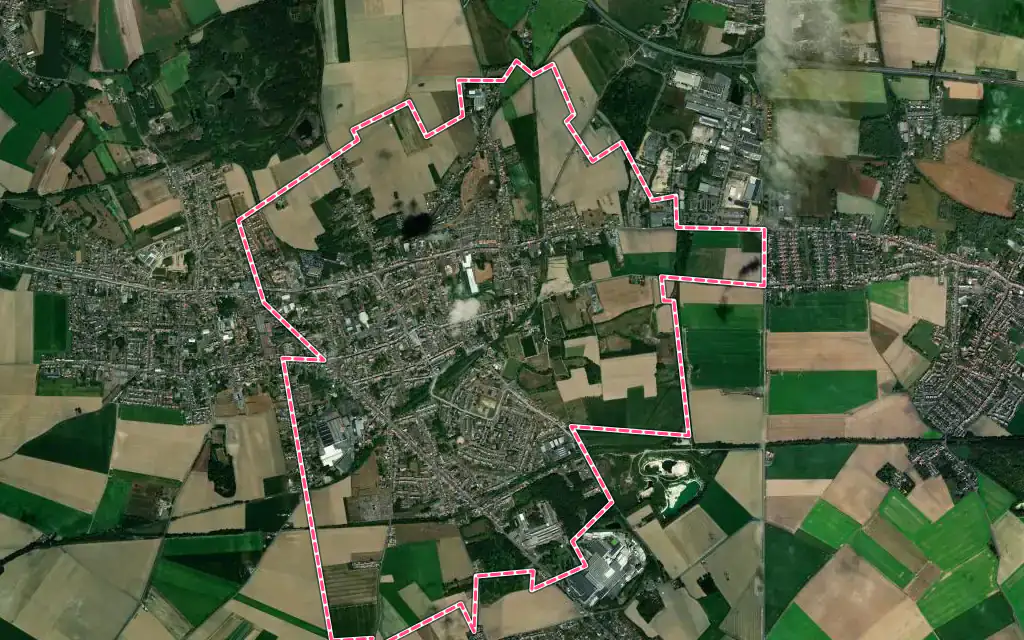Vue satellite de Aniche avec ses contours administratifs
