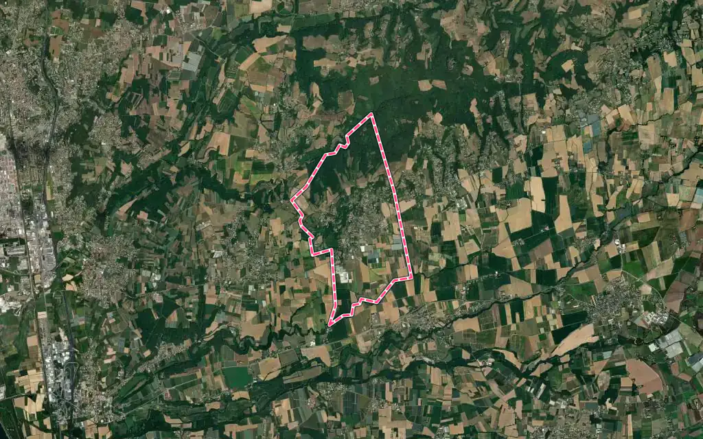Vue satellite de Anjou avec ses contours administratifs