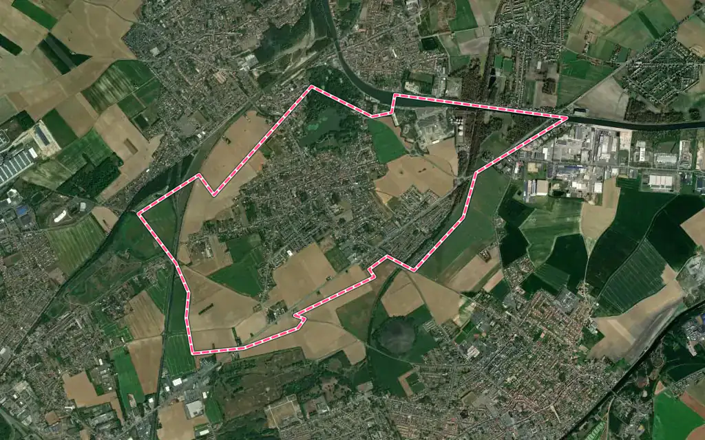 Vue satellite de Annay avec ses contours administratifs