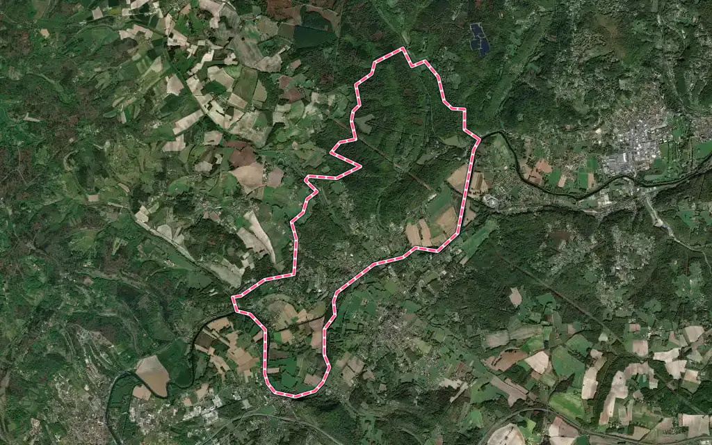 Vue satellite de Annesse-et-Beaulieu avec ses contours administratifs
