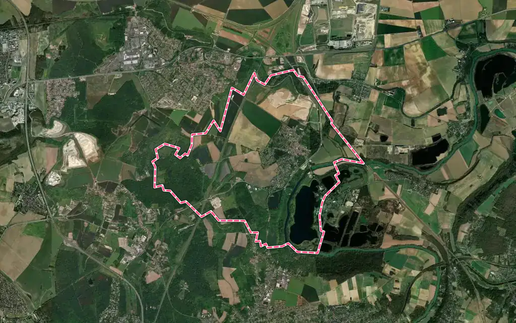 Vue satellite de Annet-sur-Marne avec ses contours administratifs