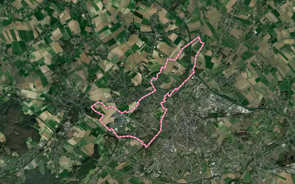 Vue satellite de Annezin avec ses contours administratifs