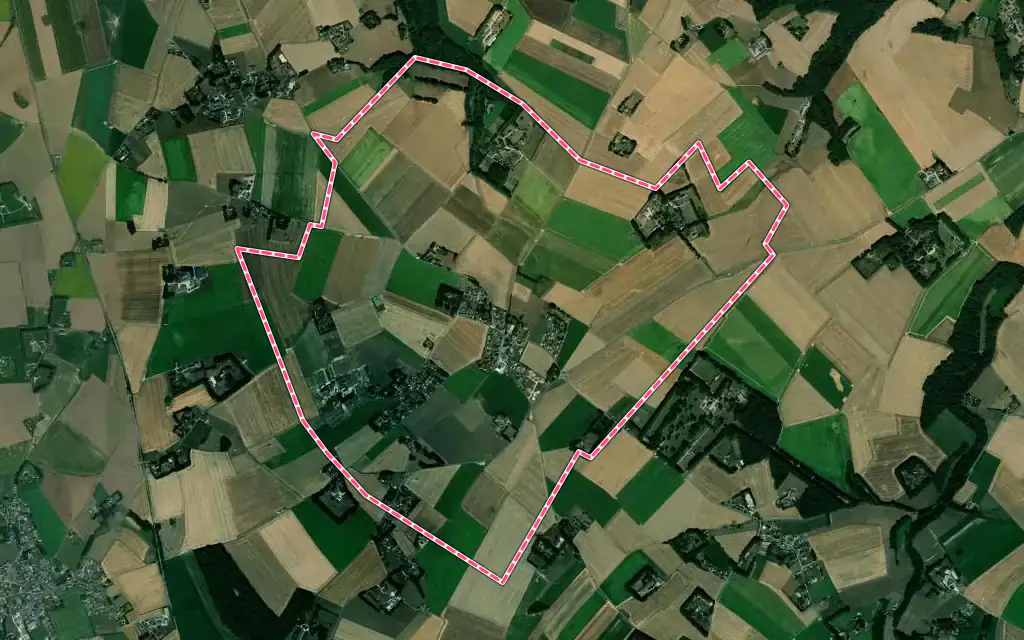 Vue satellite de Annouville-Vilmesnil avec ses contours administratifs