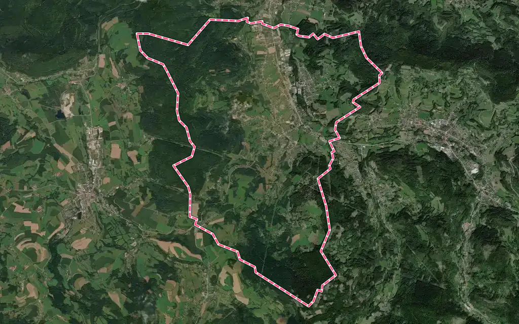 Vue satellite de Anould avec ses contours administratifs