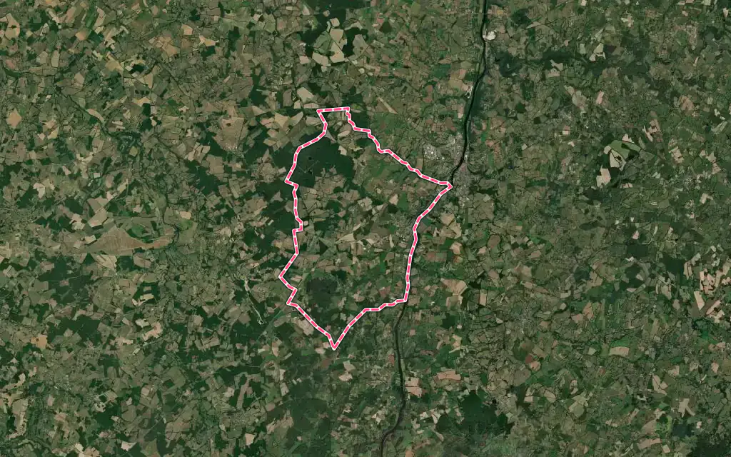 Vue satellite de Ansac-sur-Vienne avec ses contours administratifs