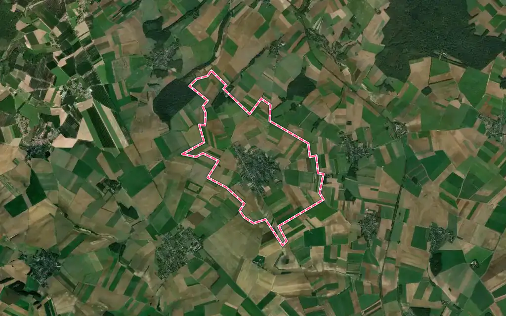 Vue satellite de Ansauvillers avec ses contours administratifs
