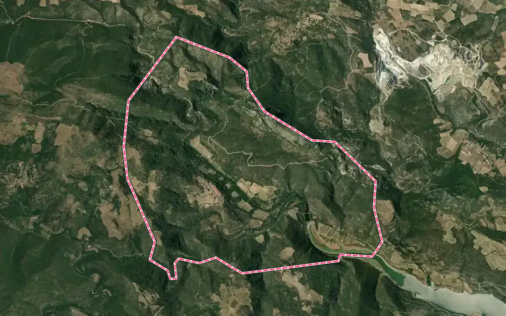 Vue satellite de Ansignan avec ses contours administratifs