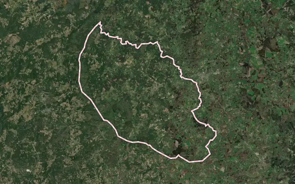 Vista satélite de Antas de Ulla con su contorno administrativo