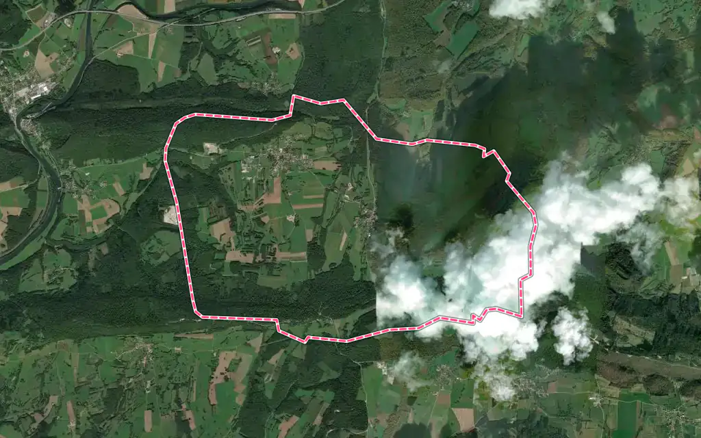 Vue satellite de Anteuil avec ses contours administratifs