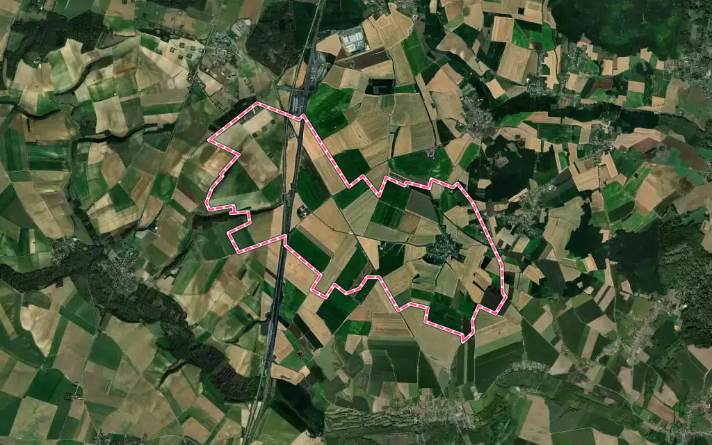 Vue satellite de Antheuil-Portes avec ses contours administratifs