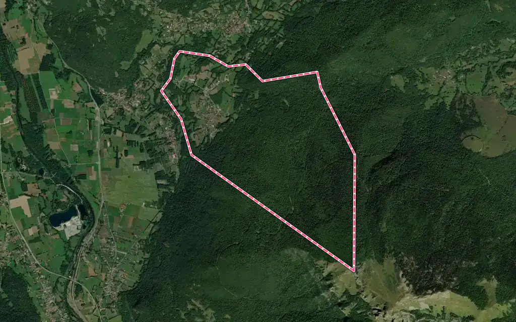 Vue satellite de Antichan-de-Frontignes avec ses contours administratifs