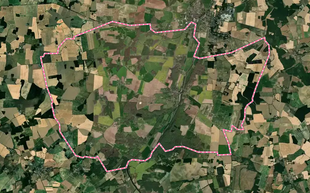 Vue satellite de Antigny avec ses contours administratifs