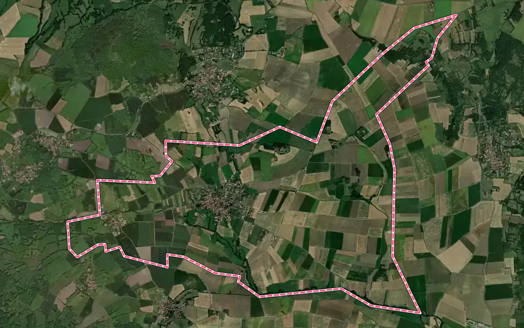 Vue satellite de Antoingt avec ses contours administratifs