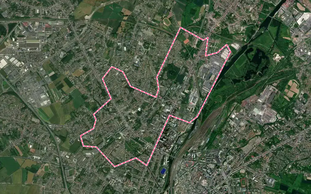 Vue satellite de Anzin avec ses contours administratifs