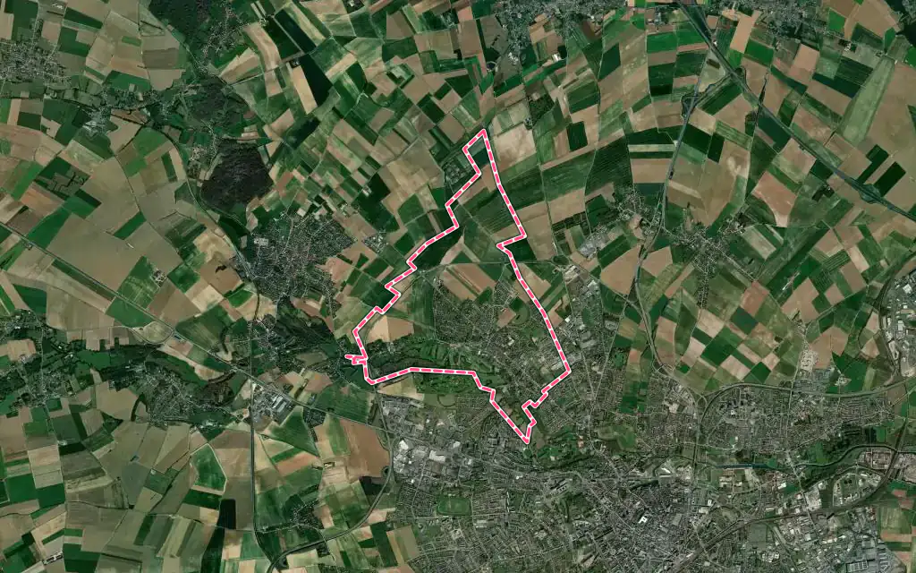 Vue satellite de Anzin-Saint-Aubin avec ses contours administratifs
