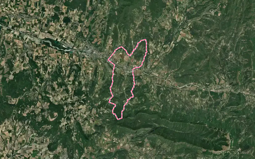 Vue satellite de Aouste-sur-Sye avec ses contours administratifs